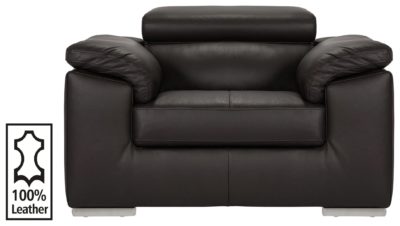 Hygena - Valencia - Leather Chair - Chocolate